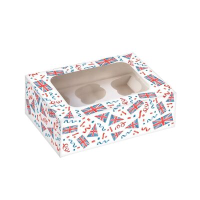 Union Jack Cupcake Box für 6 Cupcakes