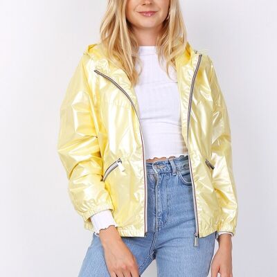 Short water-repellent hooded jacket Yellow
