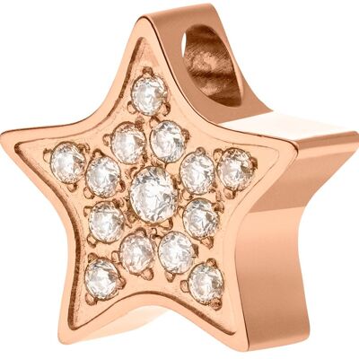 PURE - Star pendant with set zirconia made of stainless steel rose