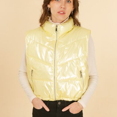 Cropped sleeveless padded jacket Yellow