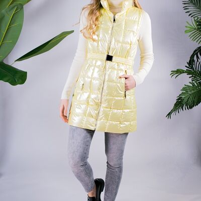 Long sleeveless padded jacket Yellow