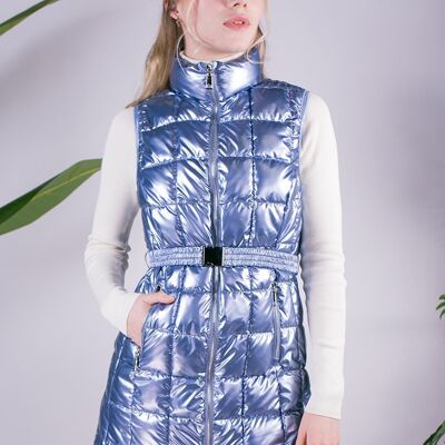 Long sleeveless padded jacket Blue