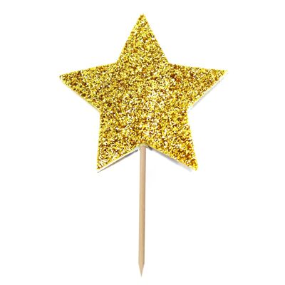 Glitter Star Cupcake Toppers Gold