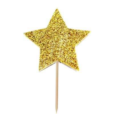 Glitter Star Cupcake Toppers oro