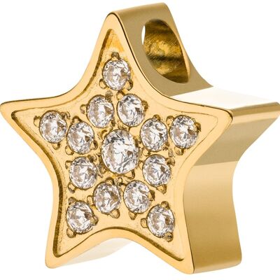 PURE - Colgante estrella con circonitas engastadas realizado en acero inoxidable y oro