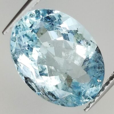 Aigue-marine 4.20ct taille ovale 12.5x9.1mm