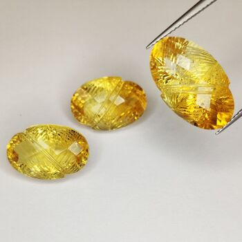 24.24ct SET 2+1 Citrine coupe spéciale 3pz 1