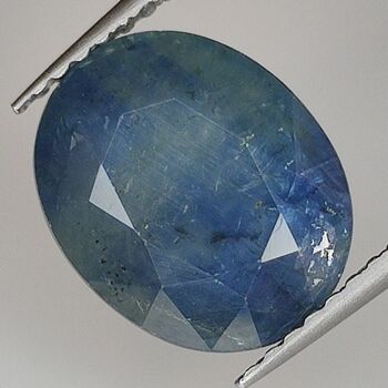 Saphir Bleu Effet Soie 4.64ct taille ovale 10.9x8.7mm 2