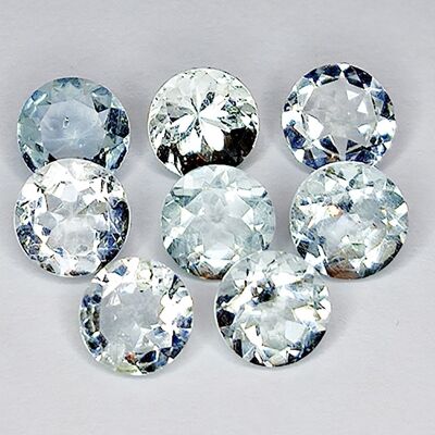Aigue-marine 5.58ct coupe ronde 9x9mm 8pc