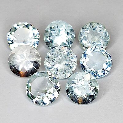 Aigue-marine 5.84ct coupe ronde 6x6mm 8pc