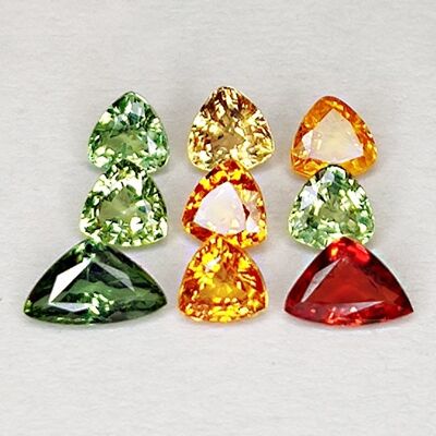 1.91ct Multicolor Songea Sapphire Trillion Cut 3-6mm 9pcs