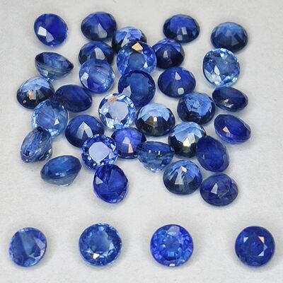 5,48 ct Blauer Saphir im Rundschliff 3,1 x 3,1 mm, 36 Stk