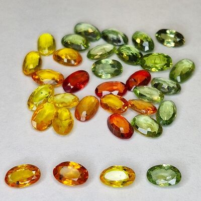 Zaffiro Songea multicolore da 8,94 ct, taglio ovale, 5,1 x 3,0 mm, 33 pezzi