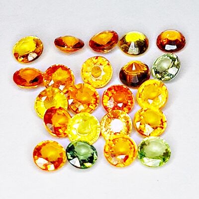 Zaffiro Songea multicolore da 3,95 ct, taglio rotondo, 3,3 x 3,3 mm, 25 pezzi