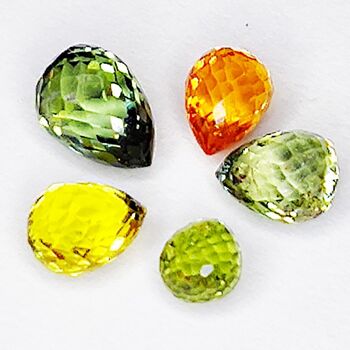 1.86ct Multicolor Briolette Cut Songea Saphir 5.0x3.5mm 5pcs 2