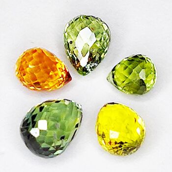 1.86ct Multicolor Briolette Cut Songea Saphir 5.0x3.5mm 5pcs 3