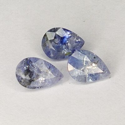 2,00 ct, blauer Saphir im Birnenschliff, 6,2 x 4,5 mm, 3 Stk