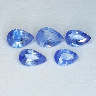 1,58 ct, blauer Saphir im Birnenschliff, 5,5 x 4,1 mm, 5 Stk