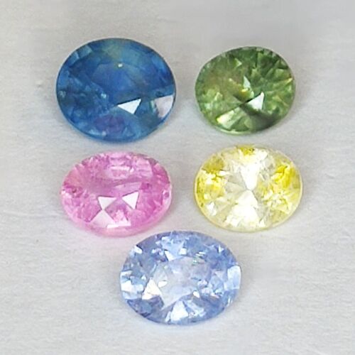 2.88ct Zafiro Multicolor talla oval 5.6x4.9mm 5pz