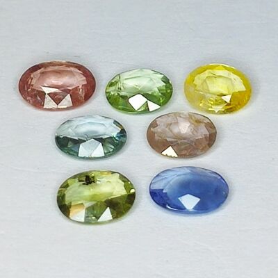 3.88ct Multicolor Sapphire oval cut 6.5x4.7mm 7pcs