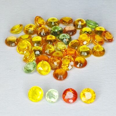 Zaffiro Songea multicolore da 7,05 ct, taglio rotondo, 3,2 x 3,1 mm, 41 pezzi