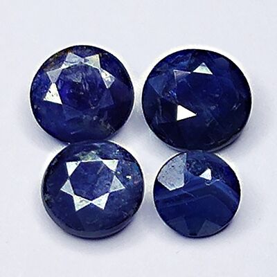 2.26ct Zafiro Azul talla redonda 5.5x5.5mm 4pz