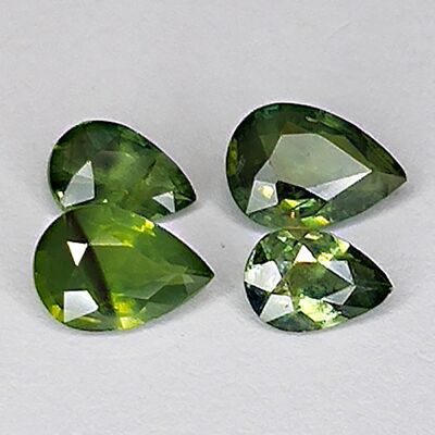 1,97 ct Grüner Saphir im Birnenschliff 6,7 x 4,7 mm, 4 Stk