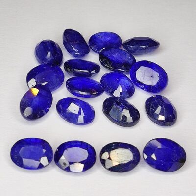 Zaffiro blu da 20,45 ct taglio ovale 7,2x5,3 mm 18 pezzi