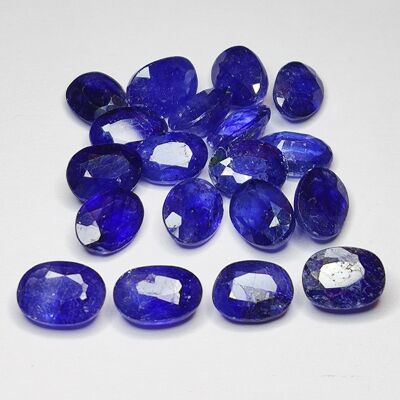 Zaffiro blu da 20,83 ct taglio ovale 7,3x5,1 mm 19 pezzi