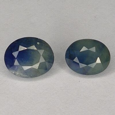 2.32ct Couple Saphir Bleu taille ovale 6.9x5.6mm