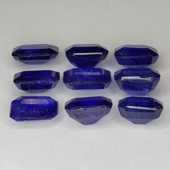 14.74ct Saphir bleu taille émeraude 7.3x5.8mm 9pcs 3