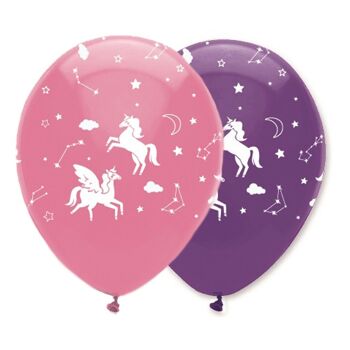 Ballons en latex licorne galaxie imprimé tout rond