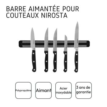 Barre aimantée pour couteaux et ustensiles en métal Nirosta Divers 5