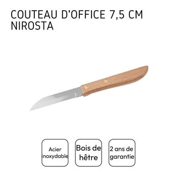 Couteau d'office manche en bois lame de 7,5 cm Nirosta Country 4