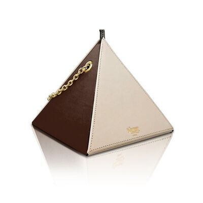 BORSA CLEO PIRAMIDE BEIGE E CIOCCOLATO