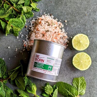 REBORN Mint & Lime Pink Sel de bain de l'Himalaya - Boîte de 300 g
