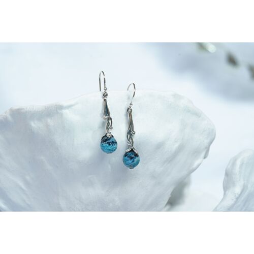 Blue Chalcedony Silver Drop Earrings