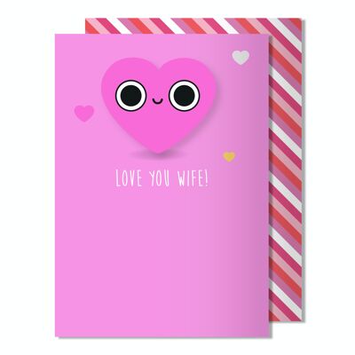 Cartolina d'auguri di San Valentino Love you Wife pin distintivo