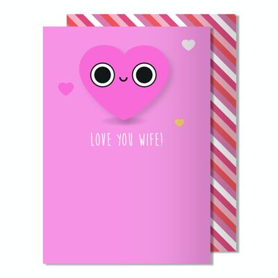 Carte de voeux de badge épinglette Love you Wife de la Saint-Valentin