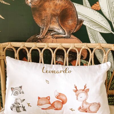 Personalized forest animal cushion