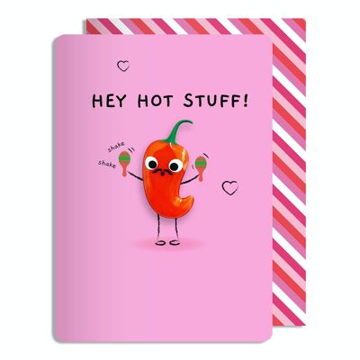 Carte de voeux Sketchy Hey Hot Stuff de la Saint-Valentin