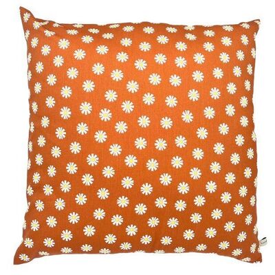 sustainable brown cushion with daisies + inner cushion - 45x45cm - terra - Oeko-tex cotton - handmade in Nepal