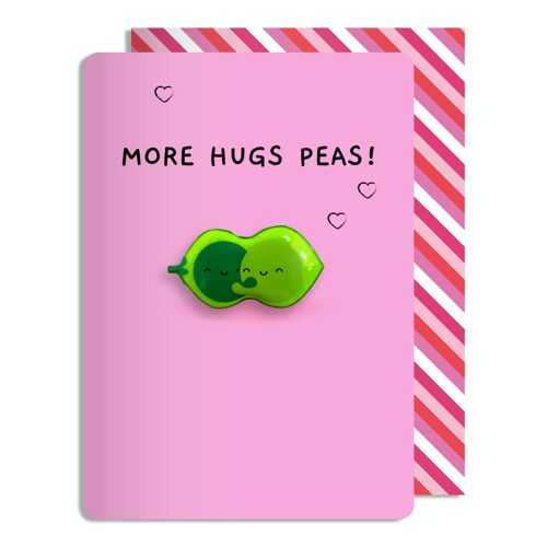 Valentine's Sketchy More Hugs Peas greeting card