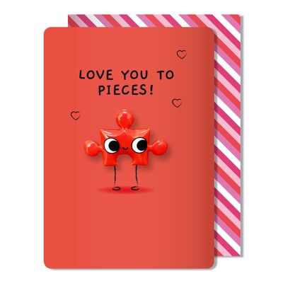 Tarjeta de felicitación de San Valentín Sketchy Love you to Pieces