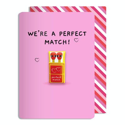 Valentine's Sketchy We're a Perfect Match greeting card