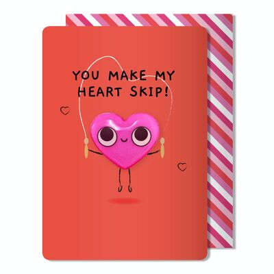 Carte de voeux Sketchy You Make My Heart Skip de la Saint-Valentin