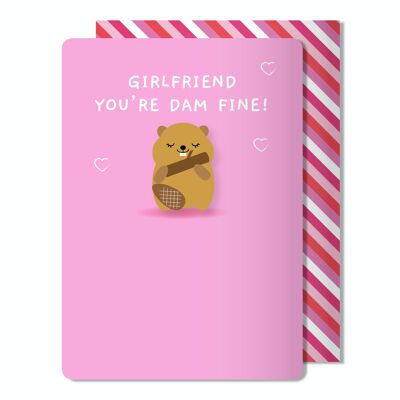 Valentine's Sketchy Girlfriend You're Dam Fine tarjeta de felicitación