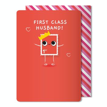 Carte de voeux Sketchy 1st Class Husband de la Saint-Valentin