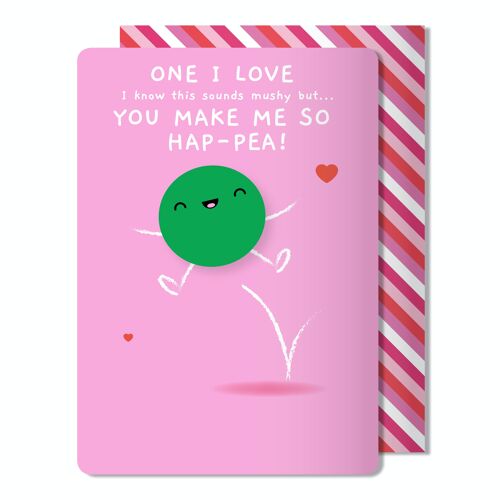 Valentine's Sketchy So Hap-pea greeting card