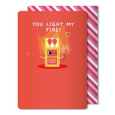 Carte de voeux Sketchy You Light My Fire de la Saint-Valentin